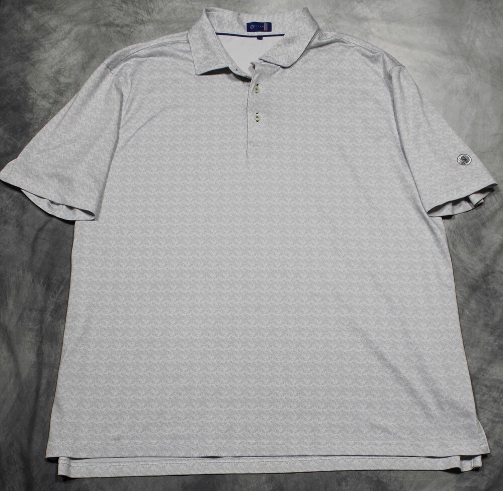 Stitch Short Sleeve Golf Polo Shirt Mens XL Gray Geometric Performance
